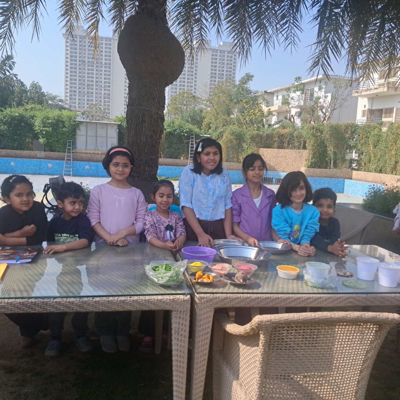 Children taking part in the natural Holi colour workshop