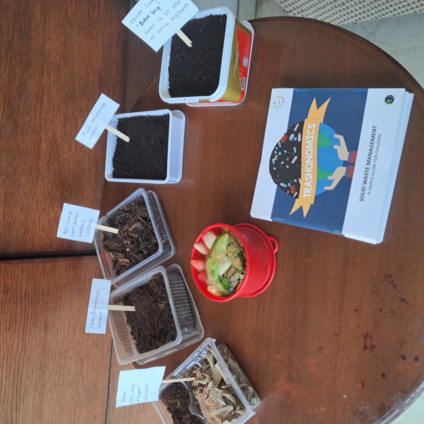 Children arriving and settling in for the compost workshop