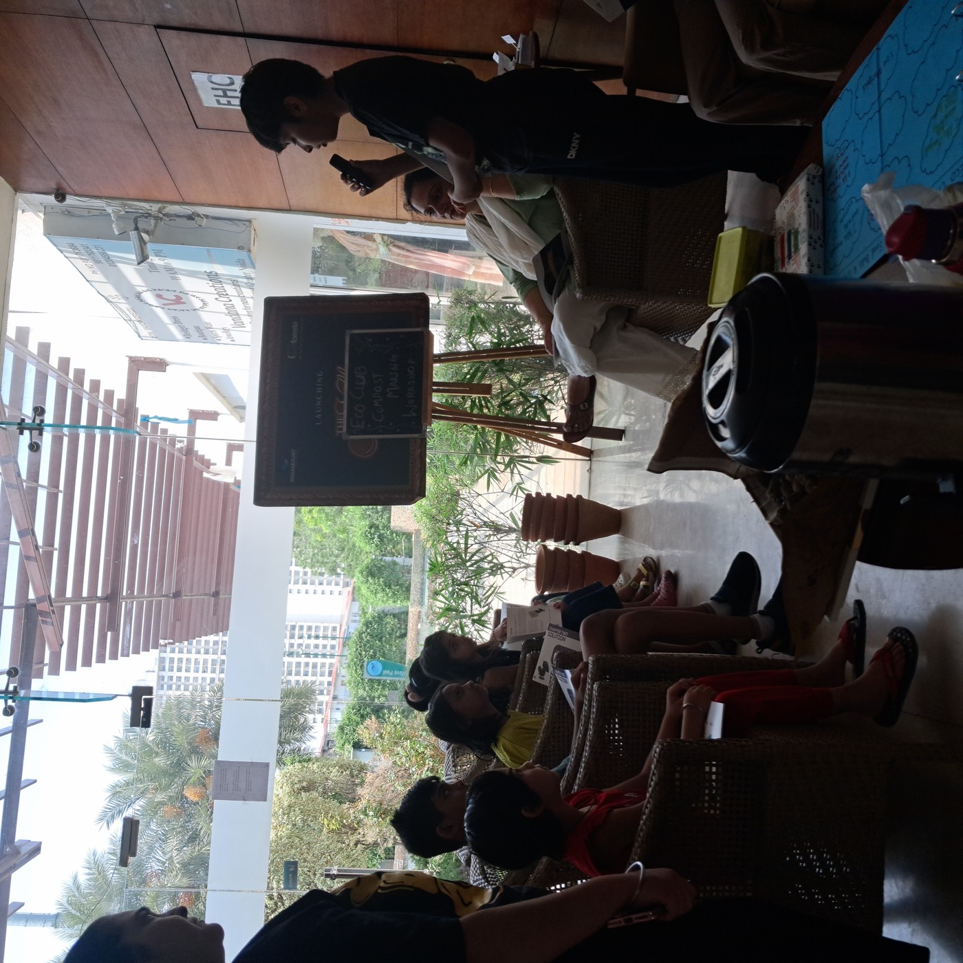 Group listening during the compost making workshop